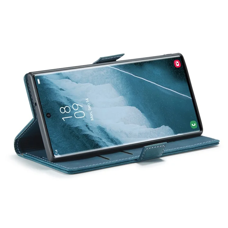 CASEME 013 Series For Samsung Galaxy S23 Ultra Stand Function Fully Wrapped PU Leather Wallet Case Magnetic Auto-absorbed Phone Case - Blue-Cellmalls