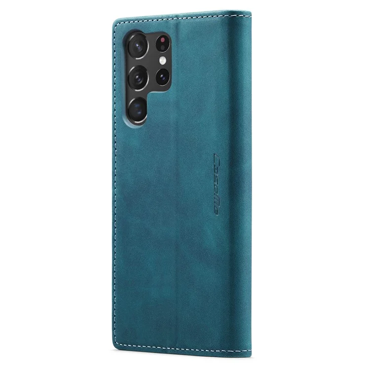 CASEME 013 Series For Samsung Galaxy S23 Ultra Stand Function Fully Wrapped PU Leather Wallet Case Magnetic Auto-absorbed Phone Case - Blue-Cellmalls