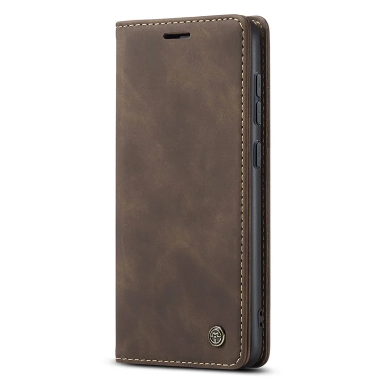 CASEME 013 Series For Samsung Galaxy S24 Case Anti-drop PU Leather Stand Cellphone Protector - Coffee-Cellmalls