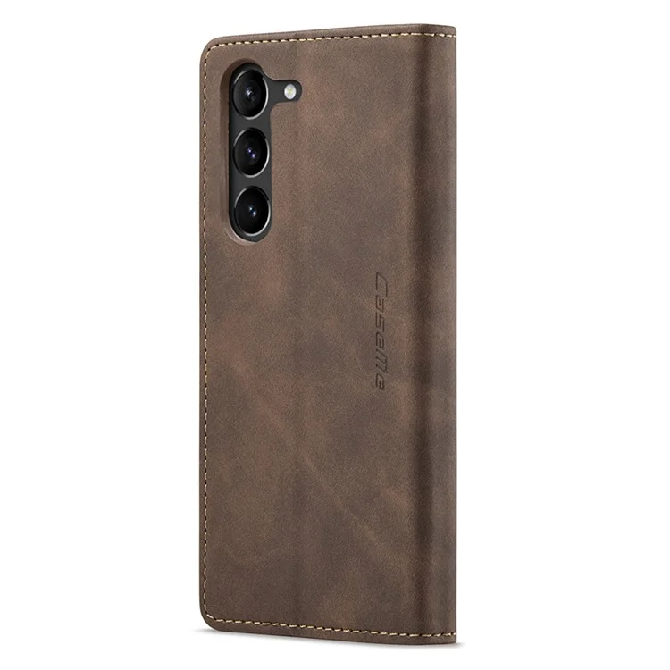 CASEME 013 Series For Samsung Galaxy S24 Case Anti-drop PU Leather Stand Cellphone Protector - Coffee-Cellmalls
