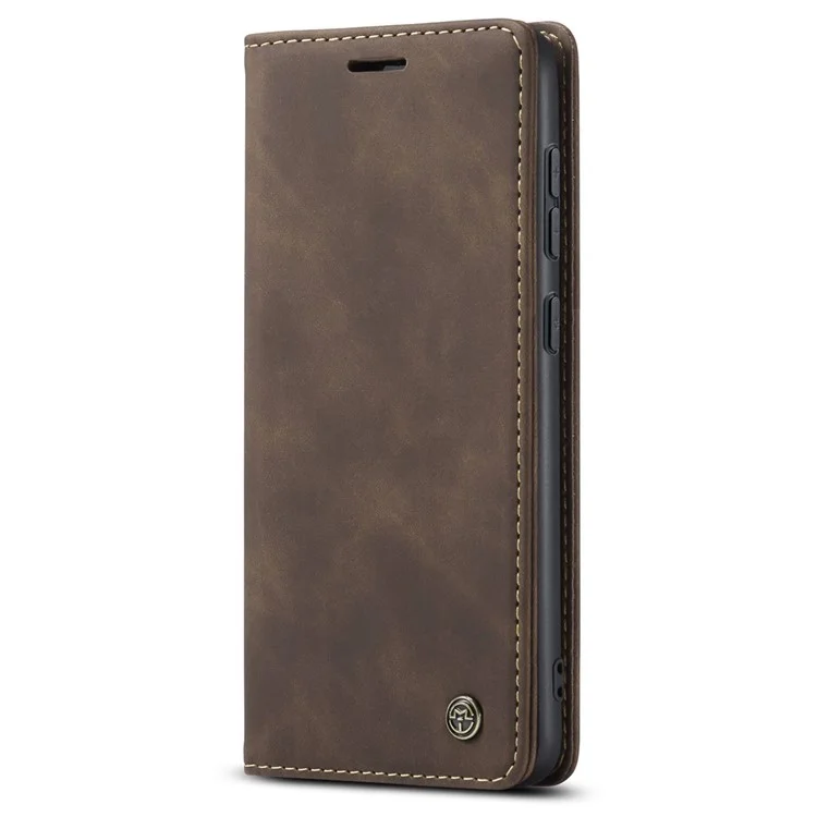 CASEME 013 Series For Samsung Galaxy S23+ Stand Function PU Leather Wallet Case Full Protection Magnetic Auto-absorbed Phone Case - Coffee-Cellmalls