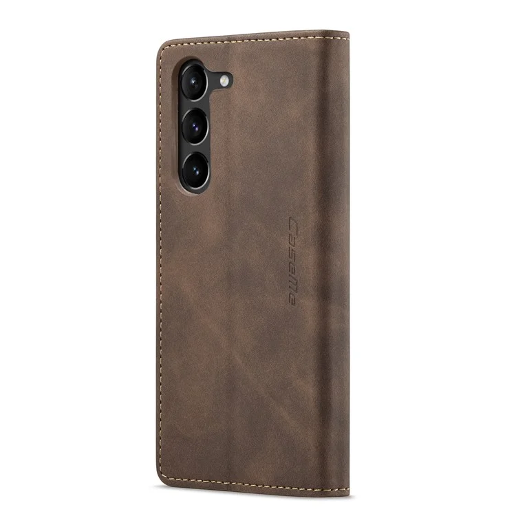 CASEME 013 Series For Samsung Galaxy S23+ Stand Function PU Leather Wallet Case Full Protection Magnetic Auto-absorbed Phone Case - Coffee-Cellmalls