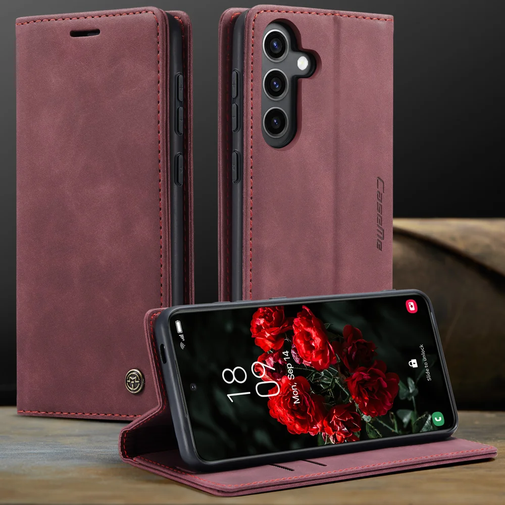 For Samsung Galaxy S24 FE Case CASEME 013 Series Card Holder Stand Leather Phone CoverCaseMe - Coffee-Cellmalls