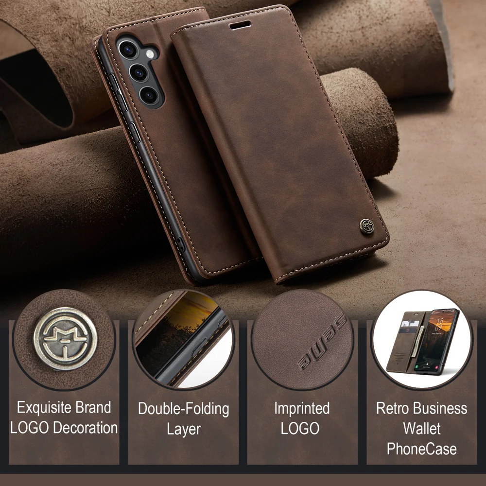 For Samsung Galaxy S24 FE Case CASEME 013 Series Card Holder Stand Leather Phone CoverCaseMe - Coffee-Cellmalls