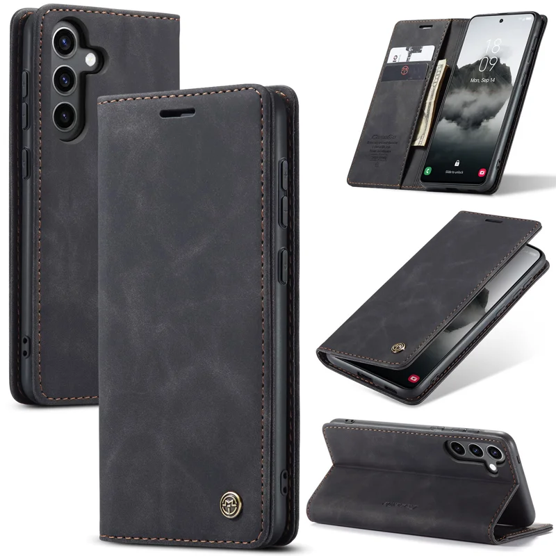 For Samsung Galaxy S24 FE Case CASEME 013 Series Card Holder Stand Leather Phone CoverCaseMe - Coffee-Cellmalls