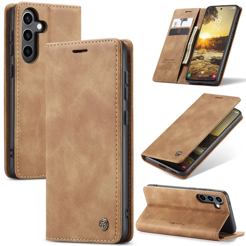 For Samsung Galaxy S24 FE Case CASEME 013 Series Card Holder Stand Leather Phone CoverCaseMe - Coffee-Cellmalls