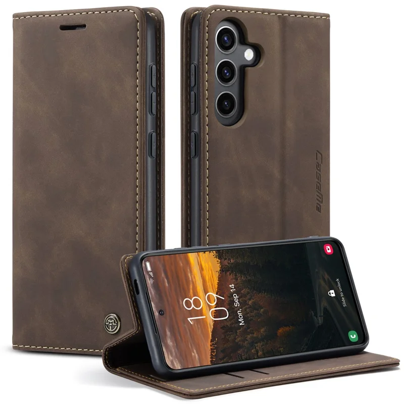 For Samsung Galaxy S24 FE Case CASEME 013 Series Card Holder Stand Leather Phone CoverCaseMe - Coffee-Cellmalls