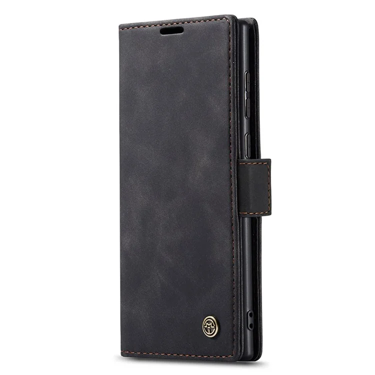 CASEME 013 Series For Samsung Galaxy S24 Ultra Phone Case Anti-fall PU Leather Folio Stand Cover - Black-Cellmalls