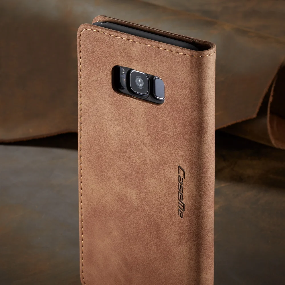 CASEME 013 Series Auto-absorbed Leather Wallet Stand Shell for Samsung Galaxy S8 Plus G955 - Blue-Cellmalls