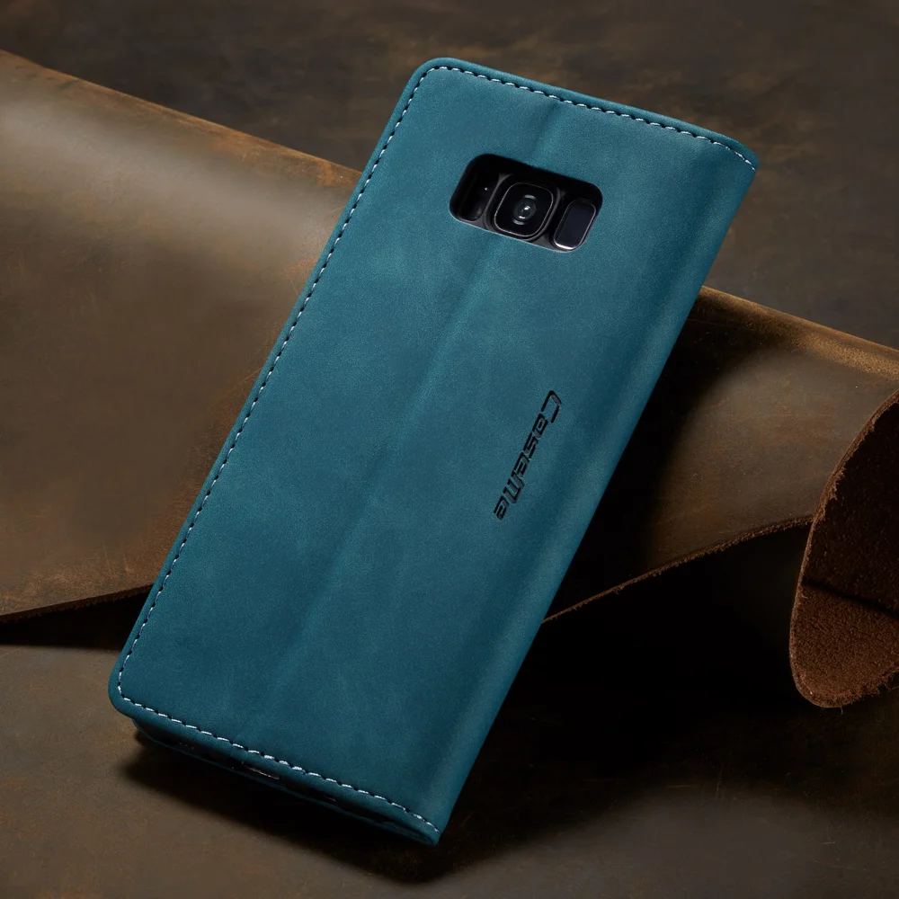 CASEME 013 Series Auto-absorbed Leather Wallet Stand Shell for Samsung Galaxy S8 Plus G955 - Blue-Cellmalls
