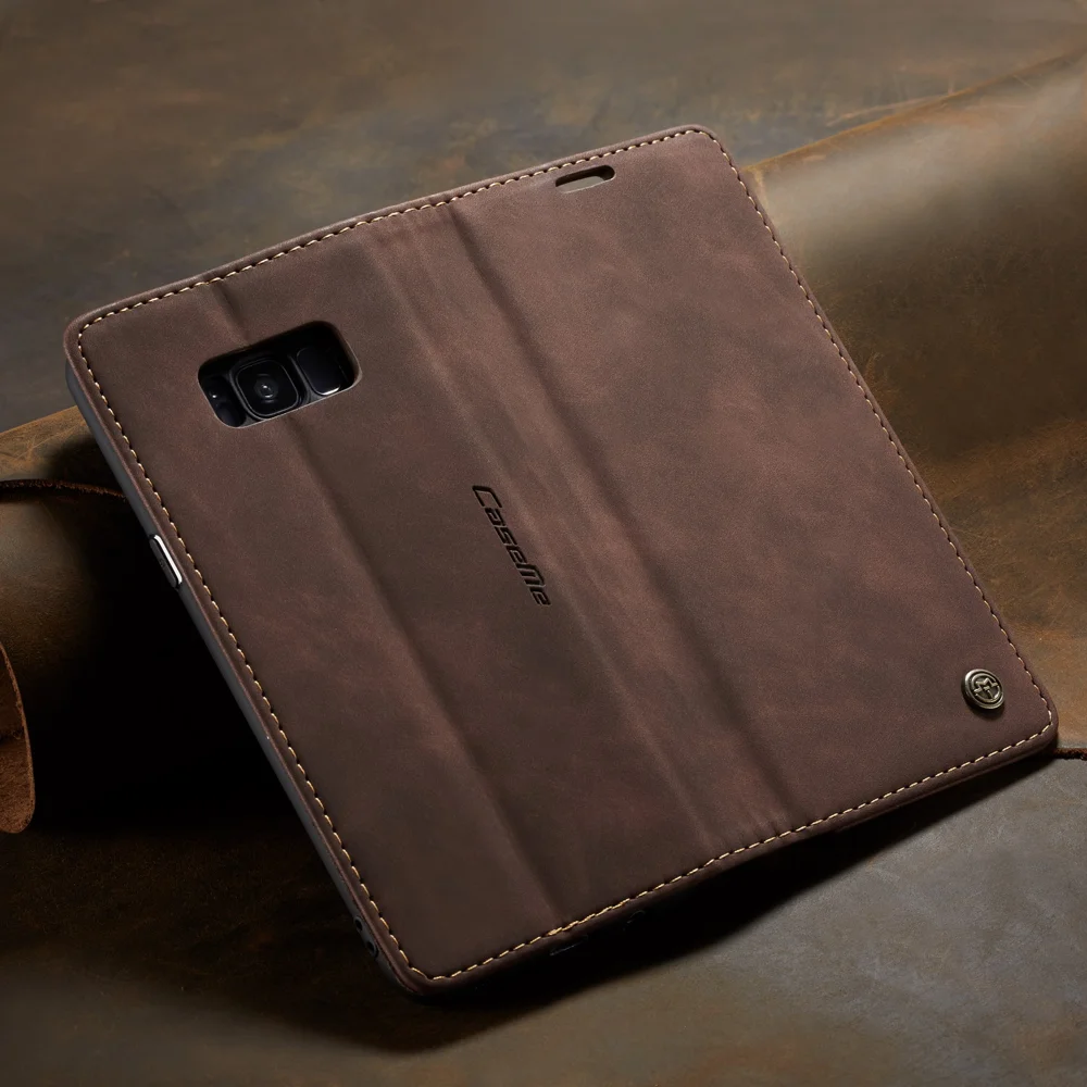 CASEME 013 Series Auto-absorbed Leather Wallet Stand Shell for Samsung Galaxy S8 Plus G955 - Blue-Cellmalls