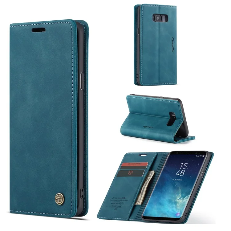 CASEME 013 Series Auto-absorbed Leather Wallet Stand Shell for Samsung Galaxy S8 Plus G955 - Blue-Cellmalls