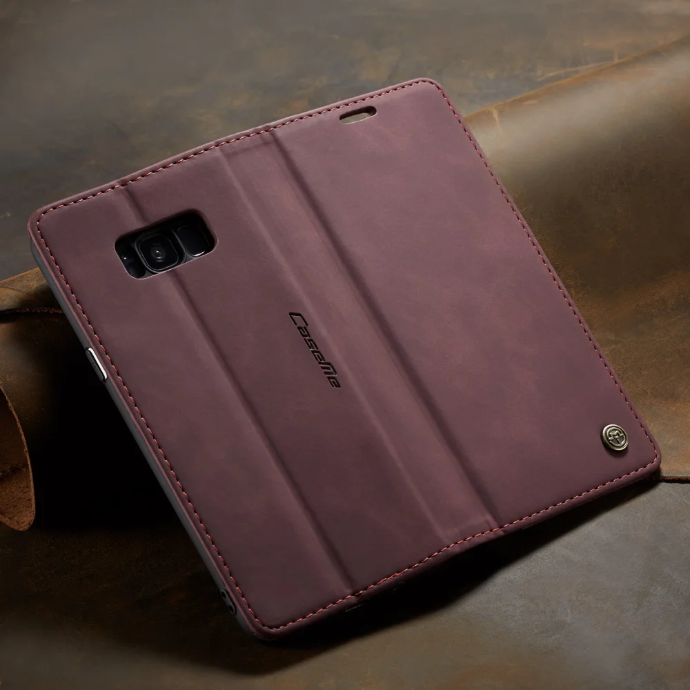 CASEME 013 Series Auto-absorbed Leather Wallet Stand Shell for Samsung Galaxy S8 Plus G955 - Blue-Cellmalls