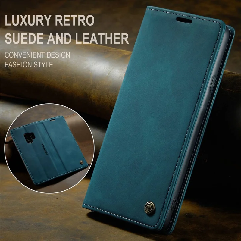 CASEME 013 Series Auto-absorbed Leather Wallet Stand Case for Samsung Galaxy S9 G960 - Blue-Cellmalls