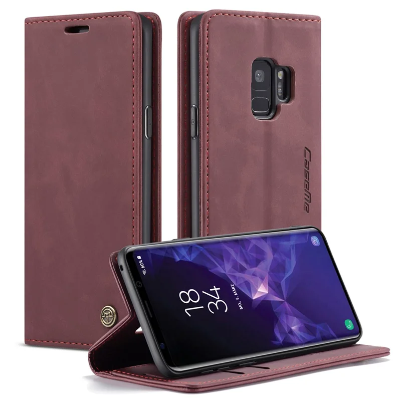 CASEME 013 Series Auto-absorbed Leather Wallet Stand Case for Samsung Galaxy S9 G960 - Blue-Cellmalls