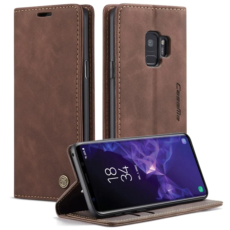 CASEME 013 Series Auto-absorbed Leather Wallet Stand Case for Samsung Galaxy S9 G960 - Blue-Cellmalls
