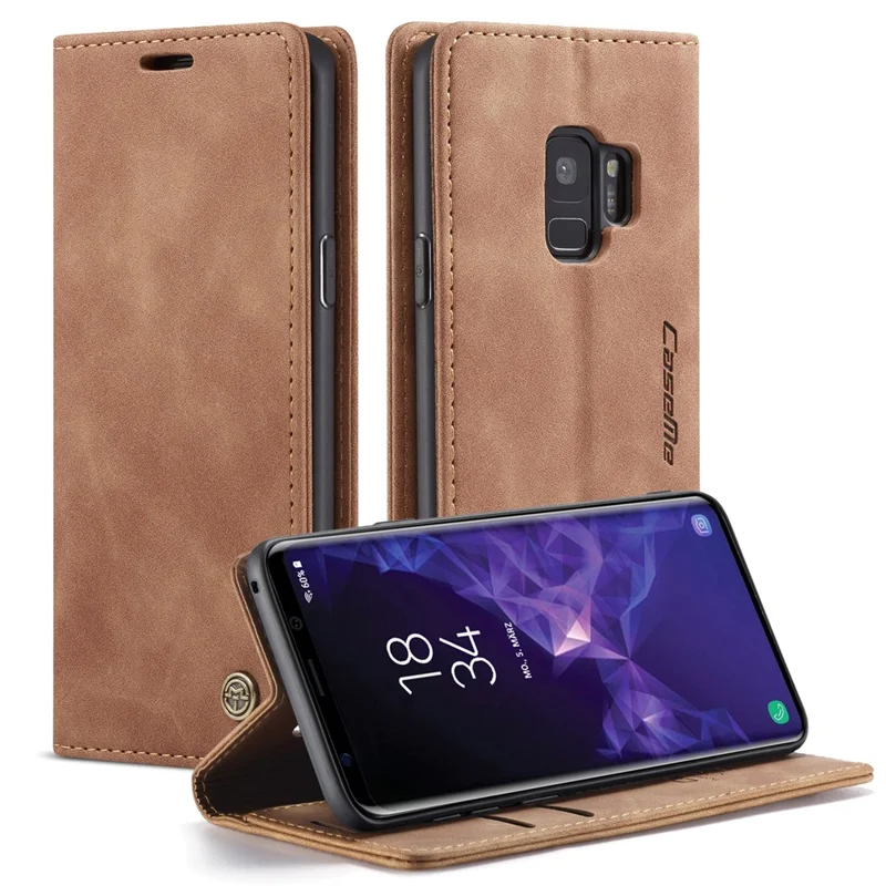 CASEME 013 Series Auto-absorbed Leather Wallet Stand Case for Samsung Galaxy S9 G960 - Blue-Cellmalls