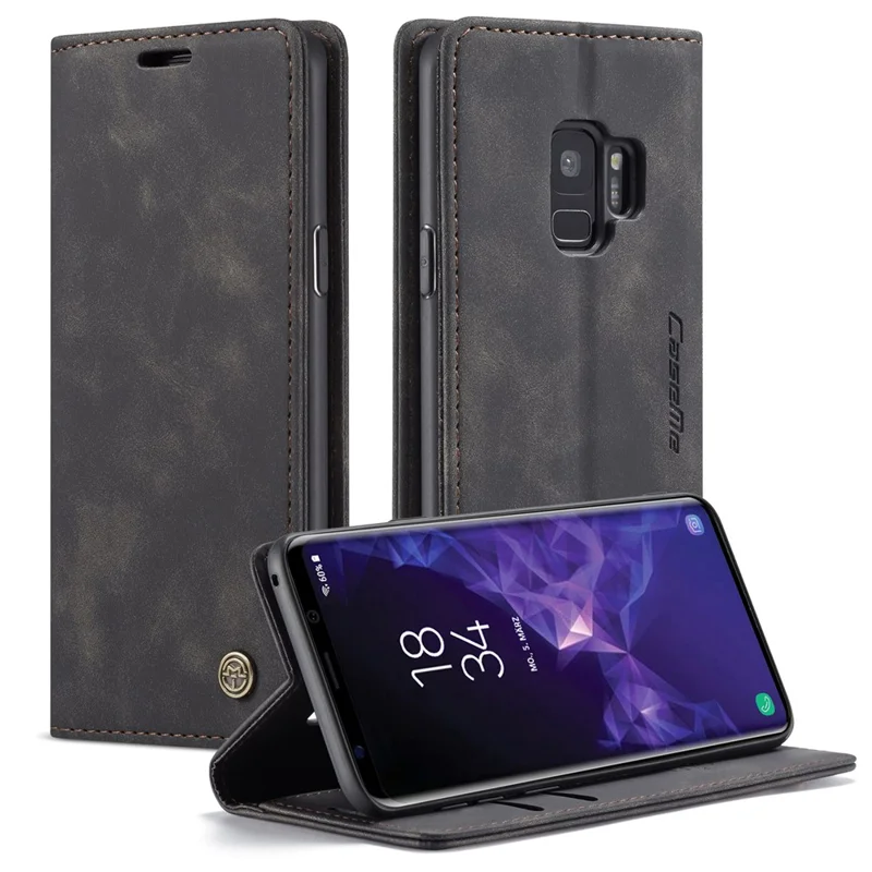 CASEME 013 Series Auto-absorbed Leather Wallet Stand Case for Samsung Galaxy S9 G960 - Blue-Cellmalls