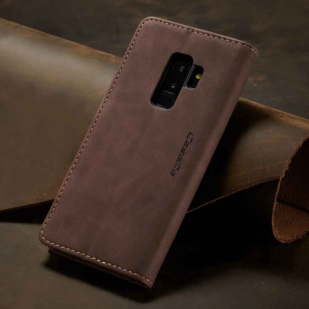 CASEME 013 Series Auto-absorbed Leather Wallet Phone Case for Samsung Galaxy S9+ - Black-Cellmalls