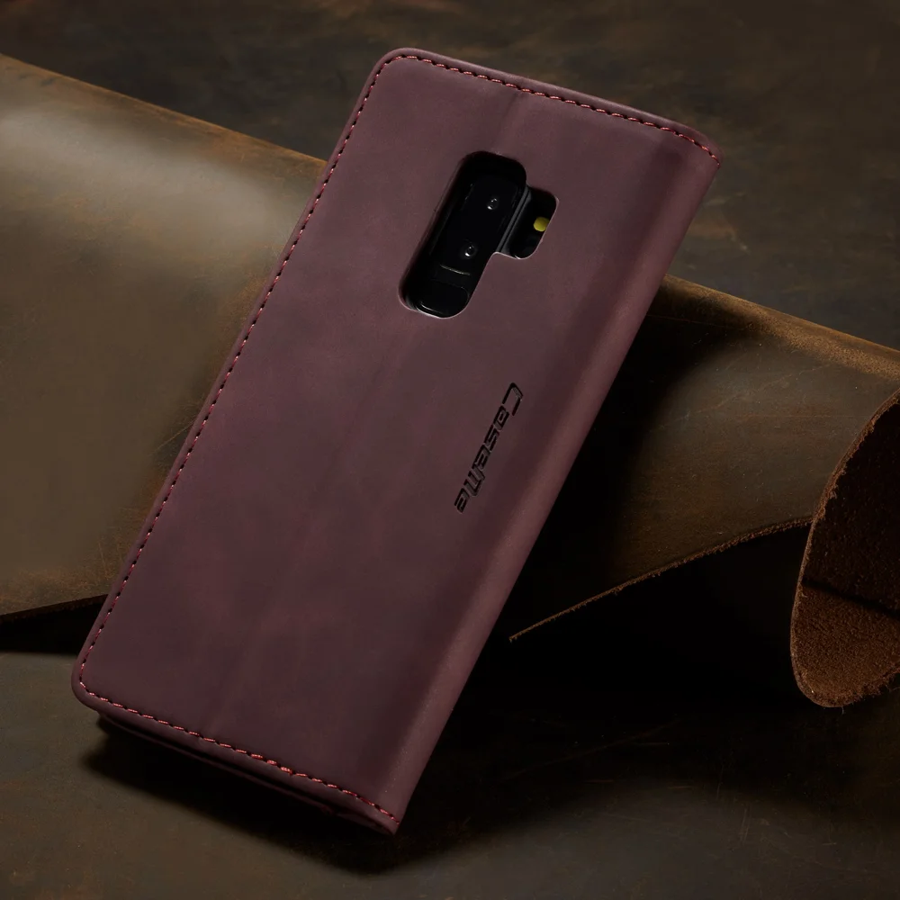 CASEME 013 Series Auto-absorbed Leather Wallet Phone Case for Samsung Galaxy S9+ - Black-Cellmalls