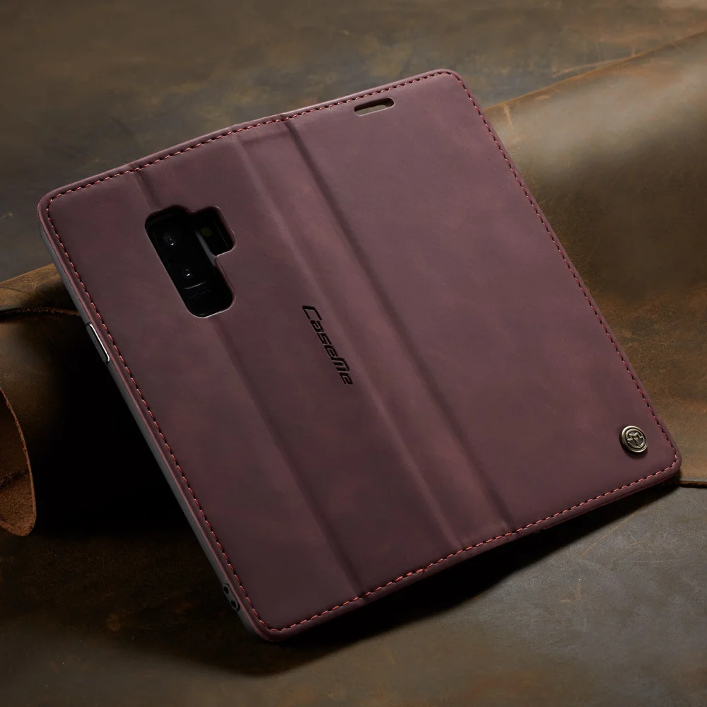 CASEME 013 Series Auto-absorbed Leather Wallet Phone Case for Samsung Galaxy S9+ - Black-Cellmalls