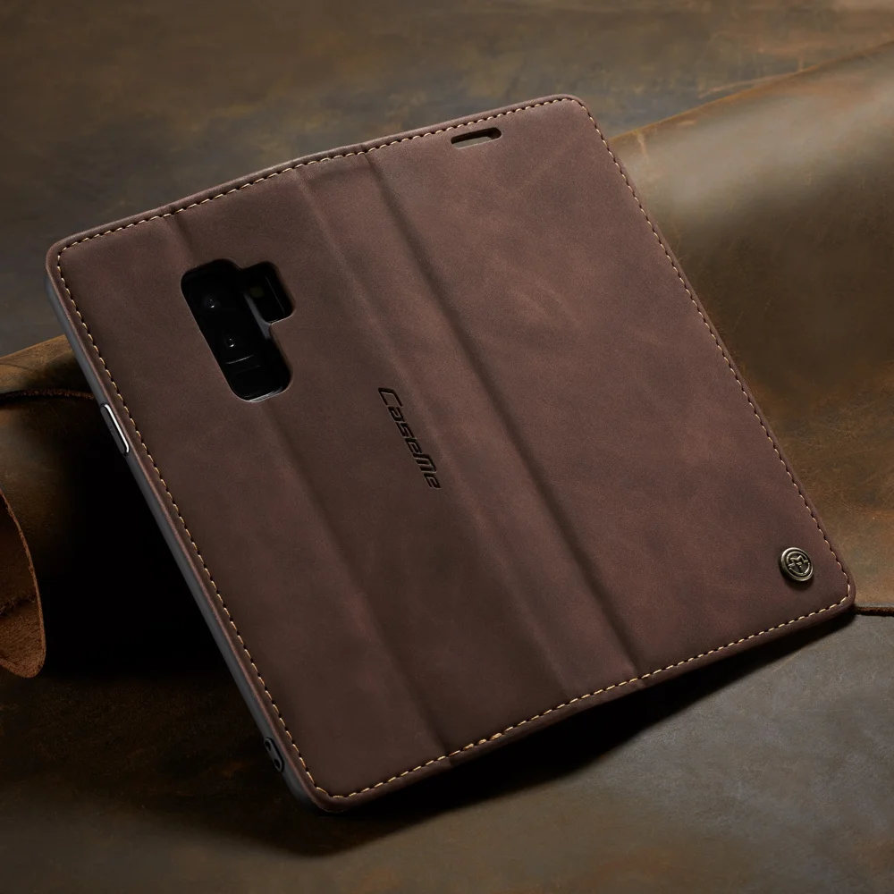 CASEME 013 Series Auto-absorbed Leather Wallet Phone Case for Samsung Galaxy S9+ - Black-Cellmalls