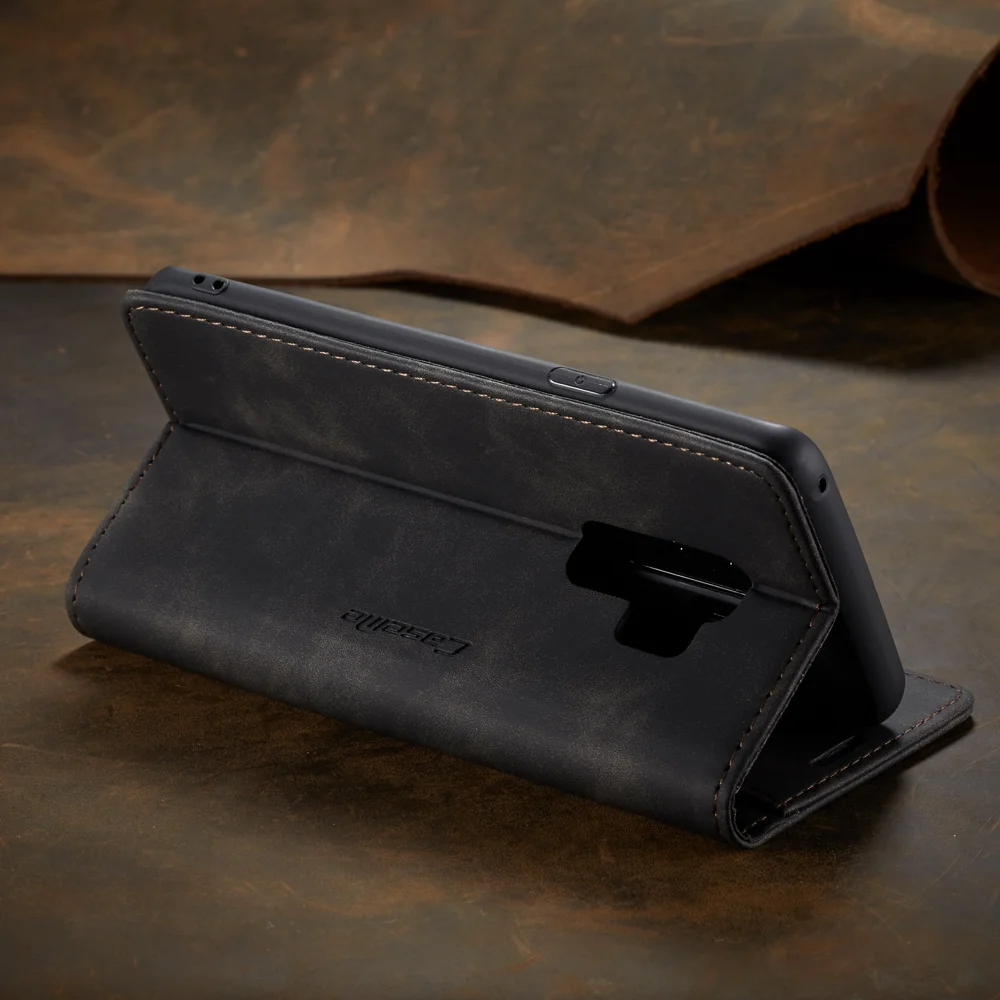 CASEME 013 Series Auto-absorbed Leather Wallet Phone Case for Samsung Galaxy S9+ - Black-Cellmalls