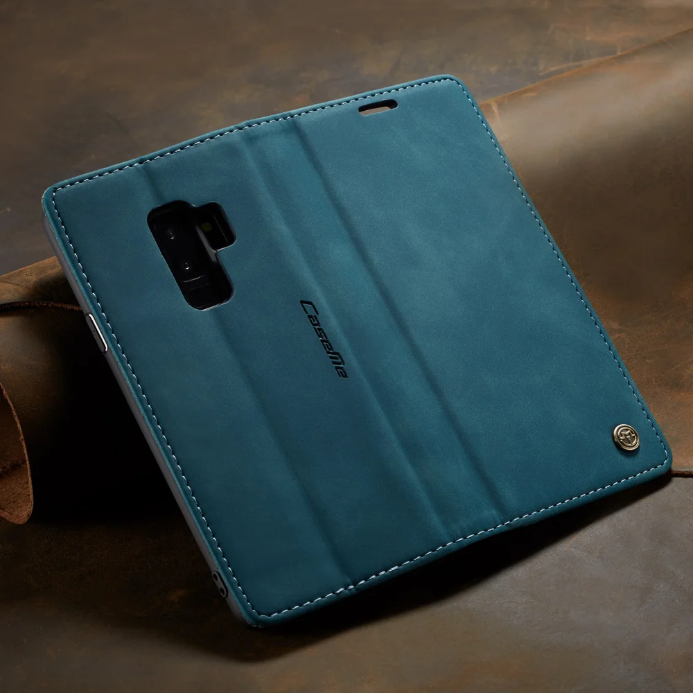 CASEME 013 Series Auto-absorbed Leather Wallet Phone Case for Samsung Galaxy S9+ - Black-Cellmalls