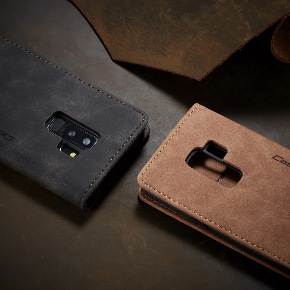 CASEME 013 Series Auto-absorbed Leather Wallet Phone Case for Samsung Galaxy S9+ - Black-Cellmalls