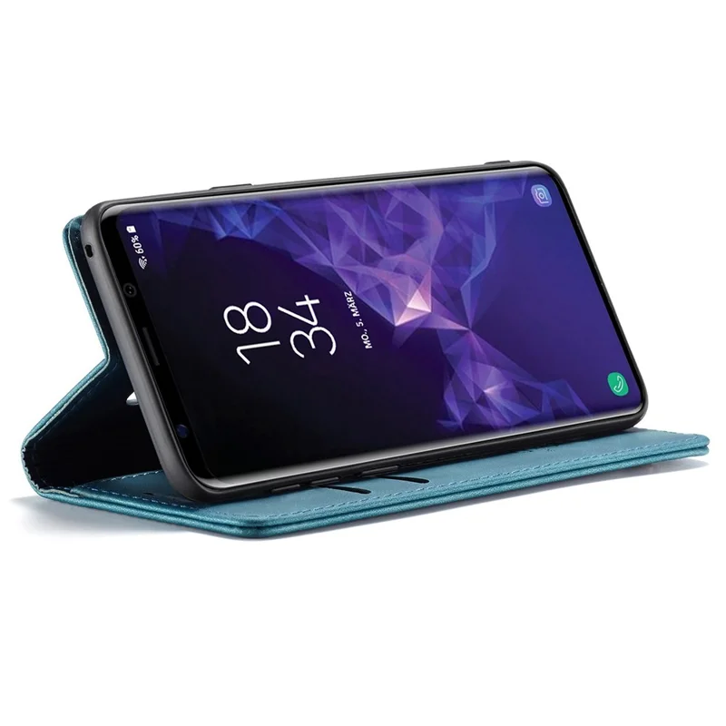 CASEME 013 Series Auto-absorbed Leather Wallet Stand Case for Samsung Galaxy S9 G960 - Blue-Cellmalls