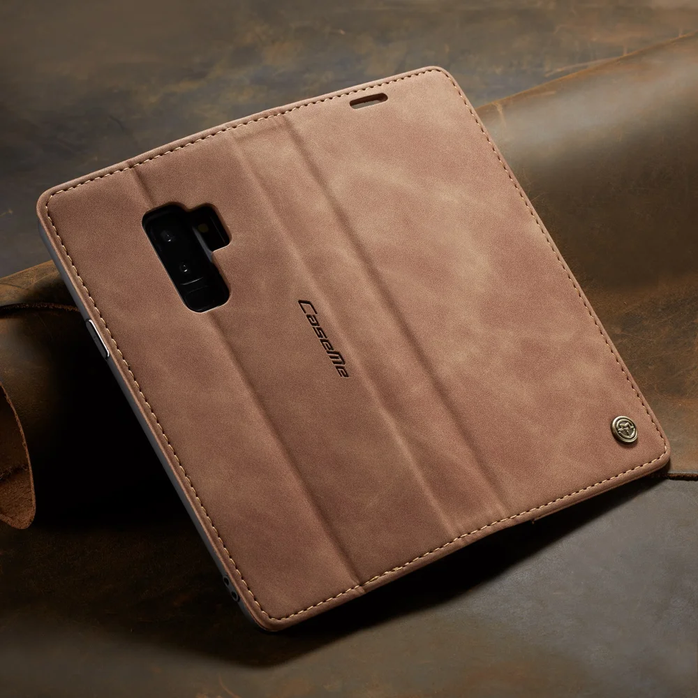 CASEME 013 Series Auto-absorbed Leather Wallet Phone Case for Samsung Galaxy S9+ - Black-Cellmalls