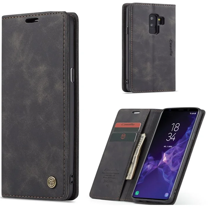CASEME 013 Series Auto-absorbed Leather Wallet Phone Case for Samsung Galaxy S9+ - Black-Cellmalls