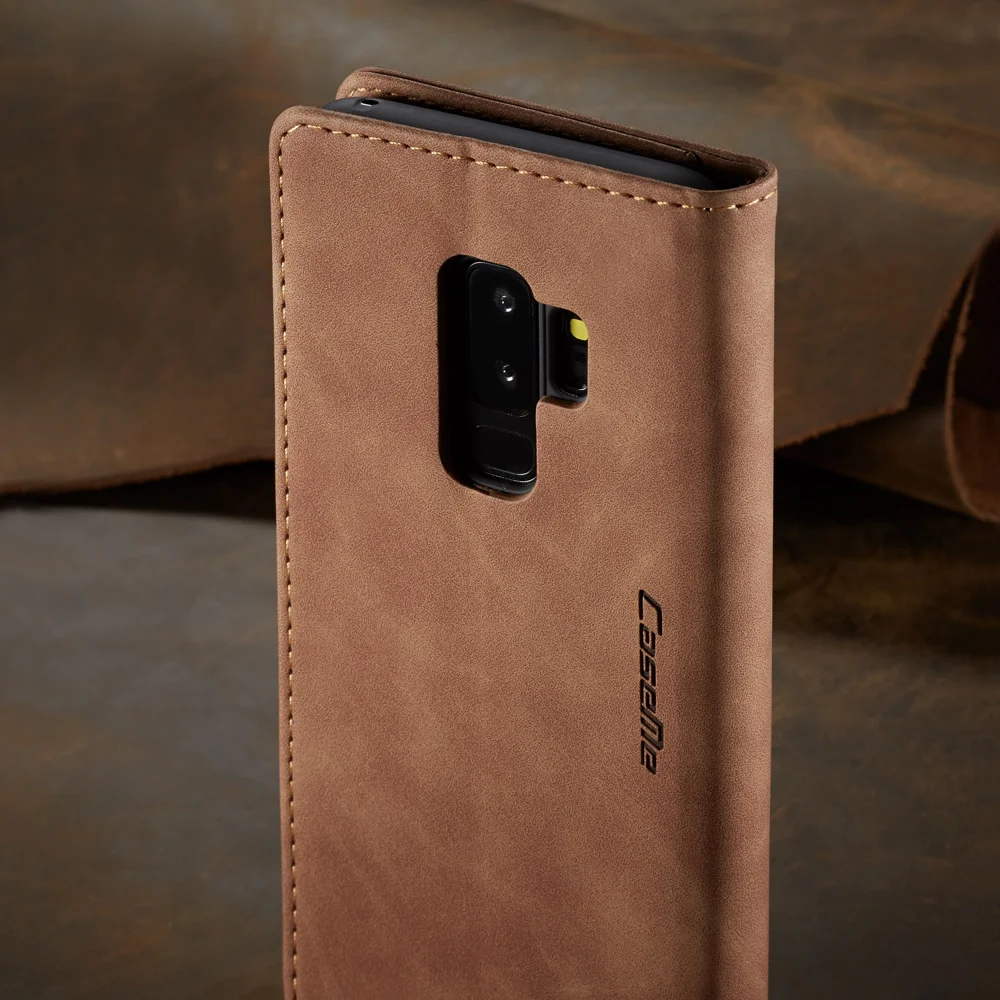 CASEME 013 Series Auto-absorbed Leather Wallet Phone Case for Samsung Galaxy S9+ - Black-Cellmalls