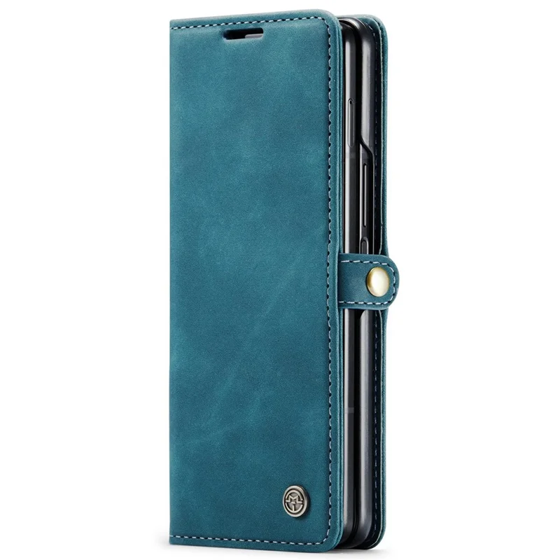 CASEME 013 Series for Samsung Galaxy Z Fold4 5G Shockproof PU Leather Wallet Case Magnetic Side Closure Stand Phone Cover - Blue-Cellmalls