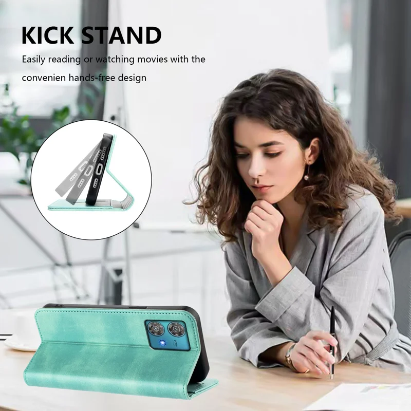For Motorola Edge 40 Neo 5G Wallet Cases Retro Texture RFID Blocking Leather Phone Cover - Mint Green-Cellmalls