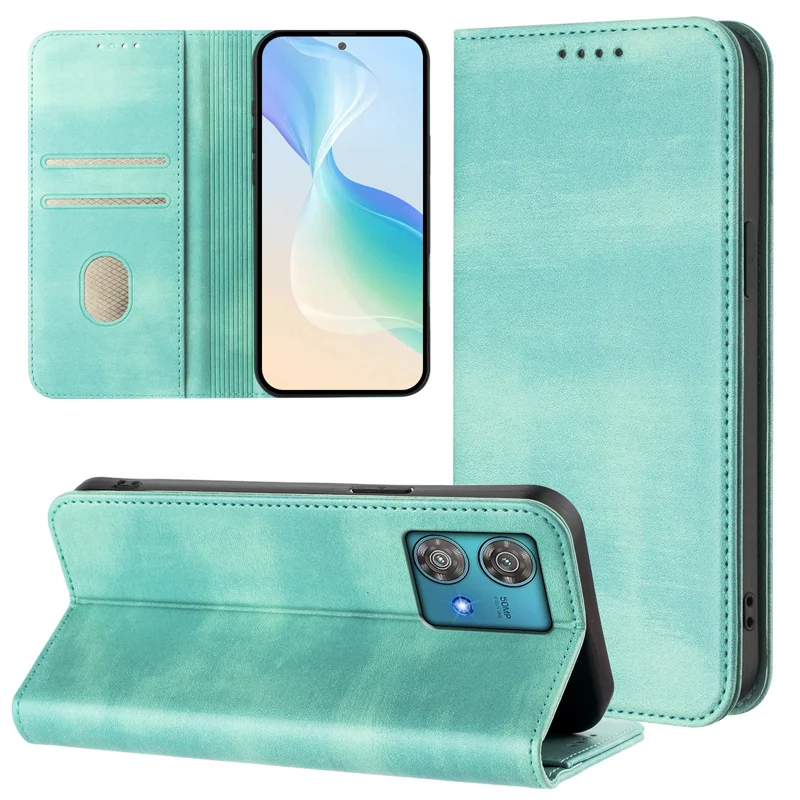 For Motorola Edge 40 Neo 5G Wallet Cases Retro Texture RFID Blocking Leather Phone Cover - Mint Green-Cellmalls