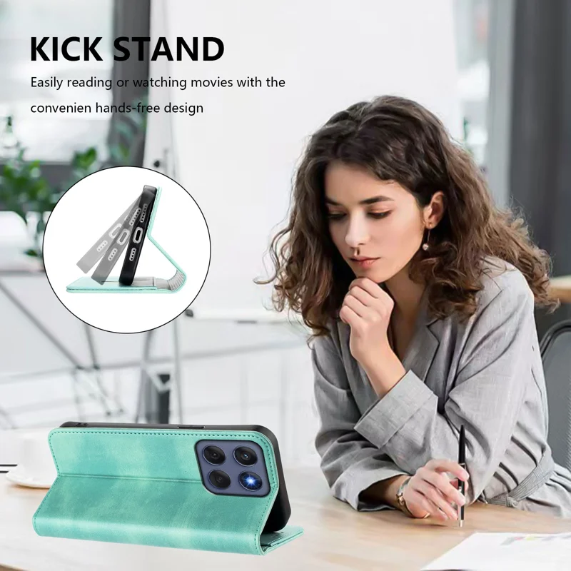 For Motorola Edge 60 5G / 60 Fusion 5G Wallet Cases Retro Texture RFID Blocking Leather Phone Cover - Mint Green-Cellmalls