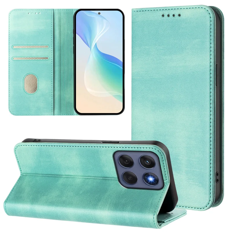 For Motorola Edge 60 5G / 60 Fusion 5G Wallet Cases Retro Texture RFID Blocking Leather Phone Cover - Mint Green-Cellmalls