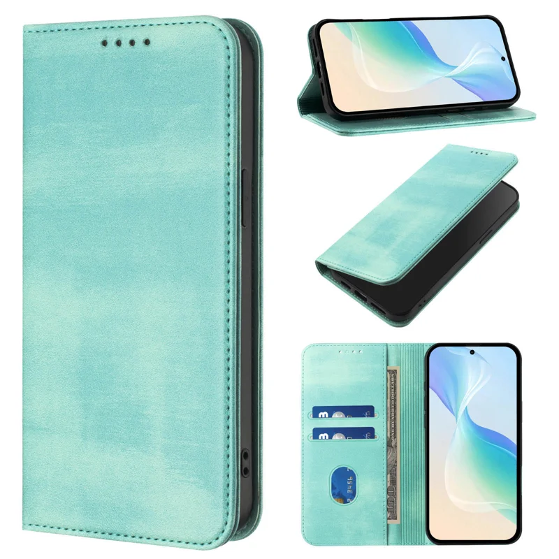 For Motorola Edge 60 Pro 5G Wallet Cases Retro Texture RFID Blocking Leather Phone Cover - Mint Green-Cellmalls
