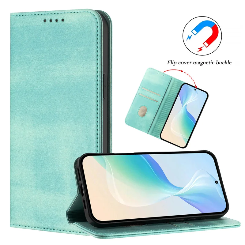 For Motorola Edge 60 Pro 5G Wallet Cases Retro Texture RFID Blocking Leather Phone Cover - Mint Green-Cellmalls