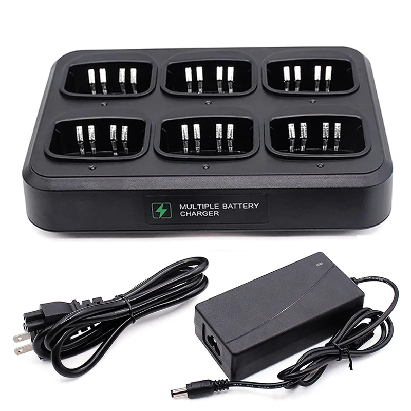 Six-Way Charger With Power Adapter For Motorola XPR7550 XPR6550 XPR6350 XPR3500 XPR3300e XPR7350e Radios