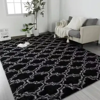 Nature Modern Shaggy Carpet Living Room Large Rugs Washable Floor Mat Fluffy Carpet Custom Shaggy Carpet and Rug Plaid Polyester