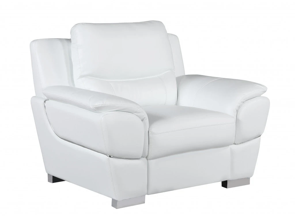 69" White And Silver Faux Leather Love Seat