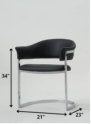 30" Black Leatherette And Stainless Steel Dining Chair