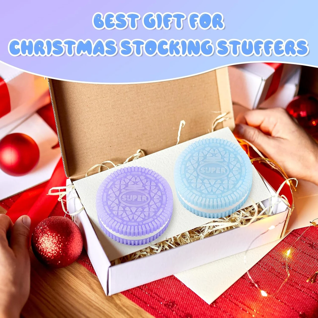 Sticky Cookie Squishies Fidget Toys Adults, Squeeze Toys Sensory Toys for Kids with Autism 2 Pack Green Purple