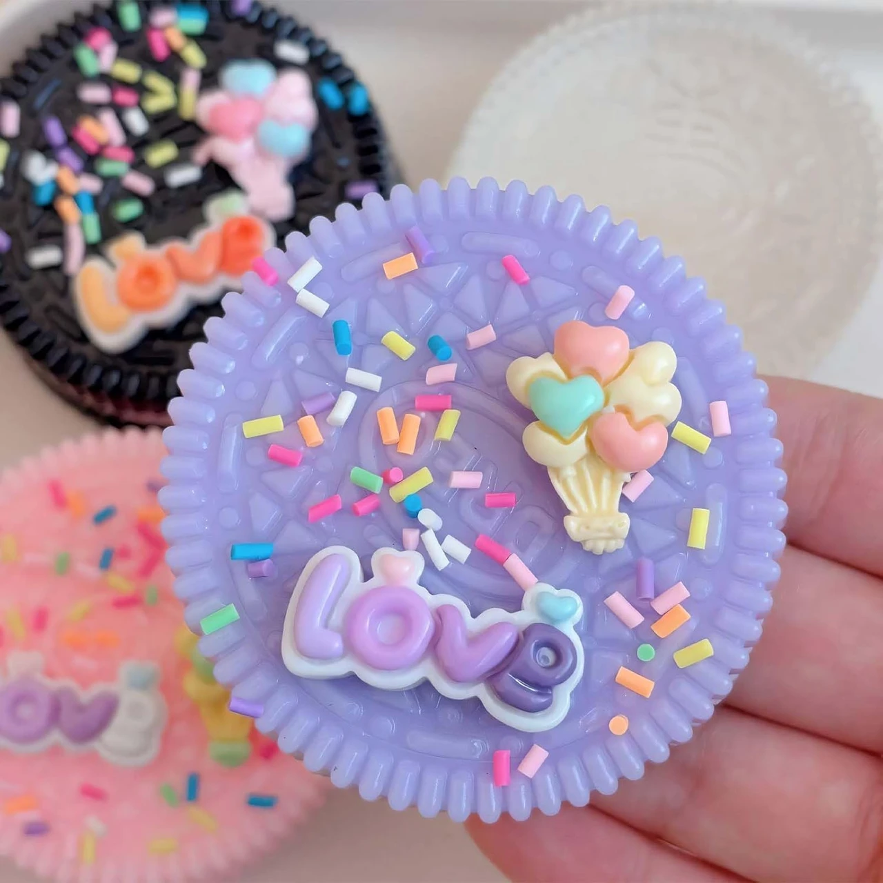 3 Pack Pink Black Purple Sticky Cookie Squishies Fidget Toys Adults, Squeeze Toys Sensory Toys for Kids with Autism