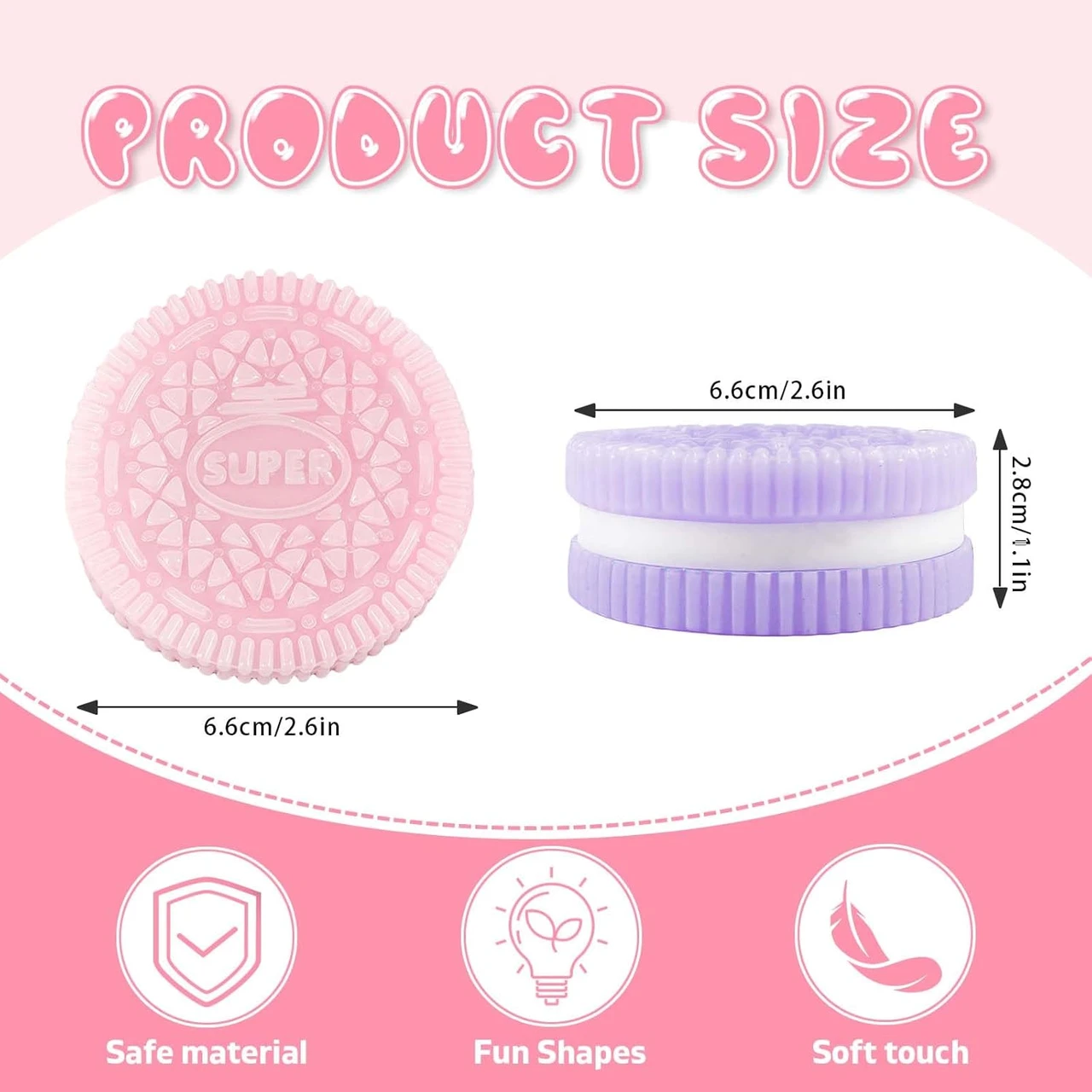 4 Pack Pink Black Green Purple Sticky Cookie Squishies Fidget Toys Adults, Squeeze Toys Sensory Toys for Kids with Autism