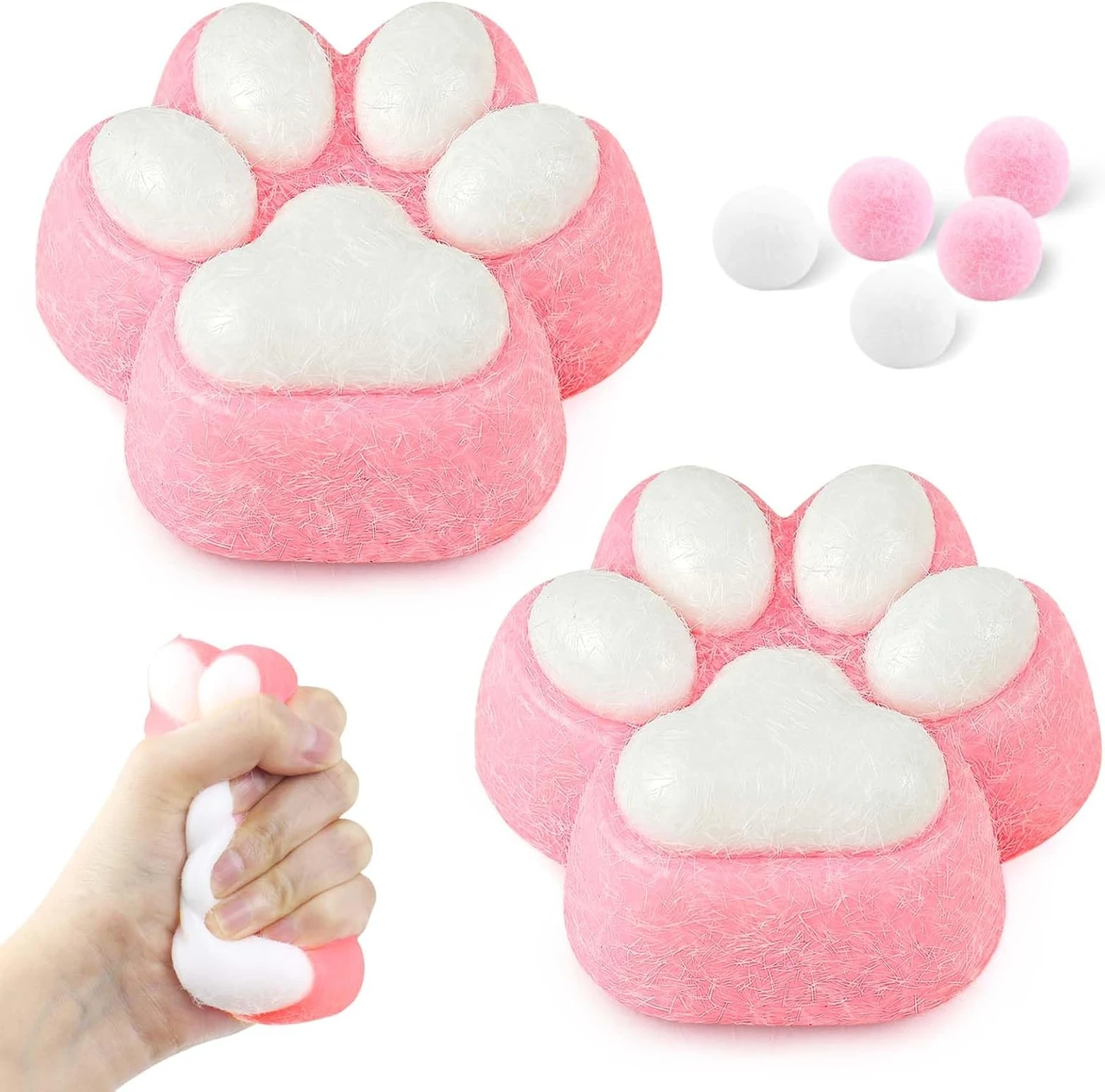 2 Packs Pink Cat Paw Squishies Fidget Toys Adults, Sticky Cute Squeeze Sensory Toys for Autism and Stress Relief