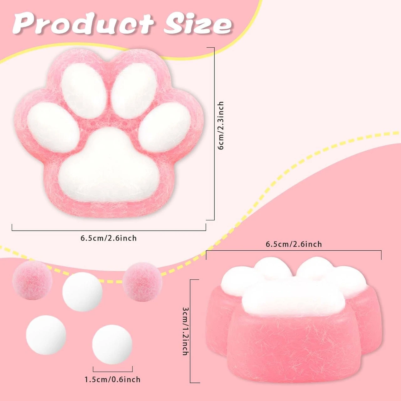 2 Packs Pink Cat Paw Squishies Fidget Toys Adults, Sticky Cute Squeeze Sensory Toys for Autism and Stress Relief