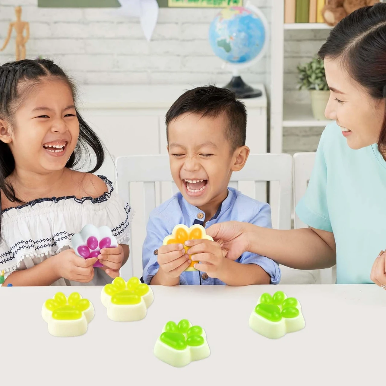 5 Packs Jelly Cat Paw Squishies Fidget Toys Adults, Sticky Cute Squeeze Sensory Toys for Autism and Stress Relief